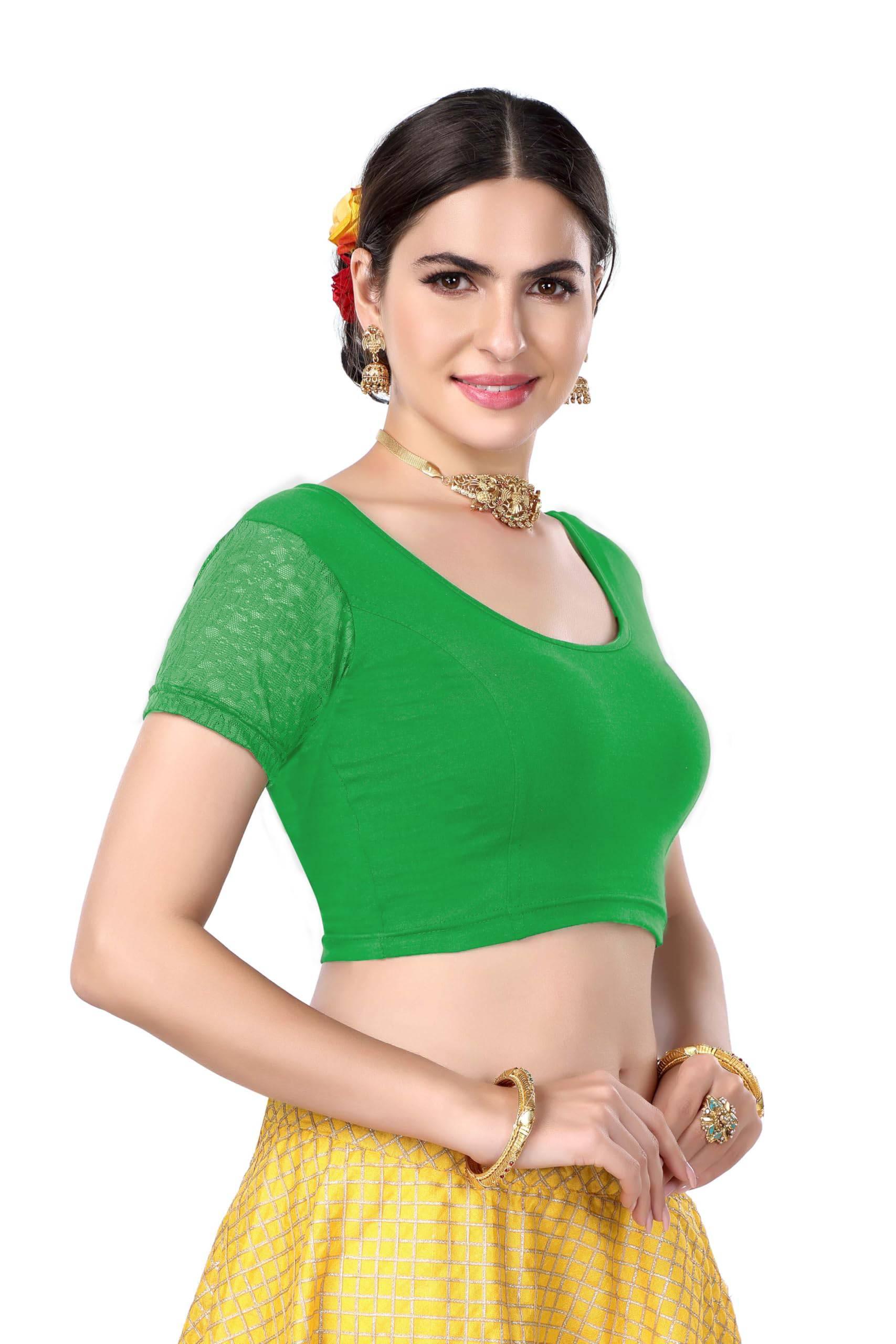 FINESTFIT Women's Cotton Lycra Stretchable Readymade Saree Blouse/Choli B-1010_New - FINESTFIT