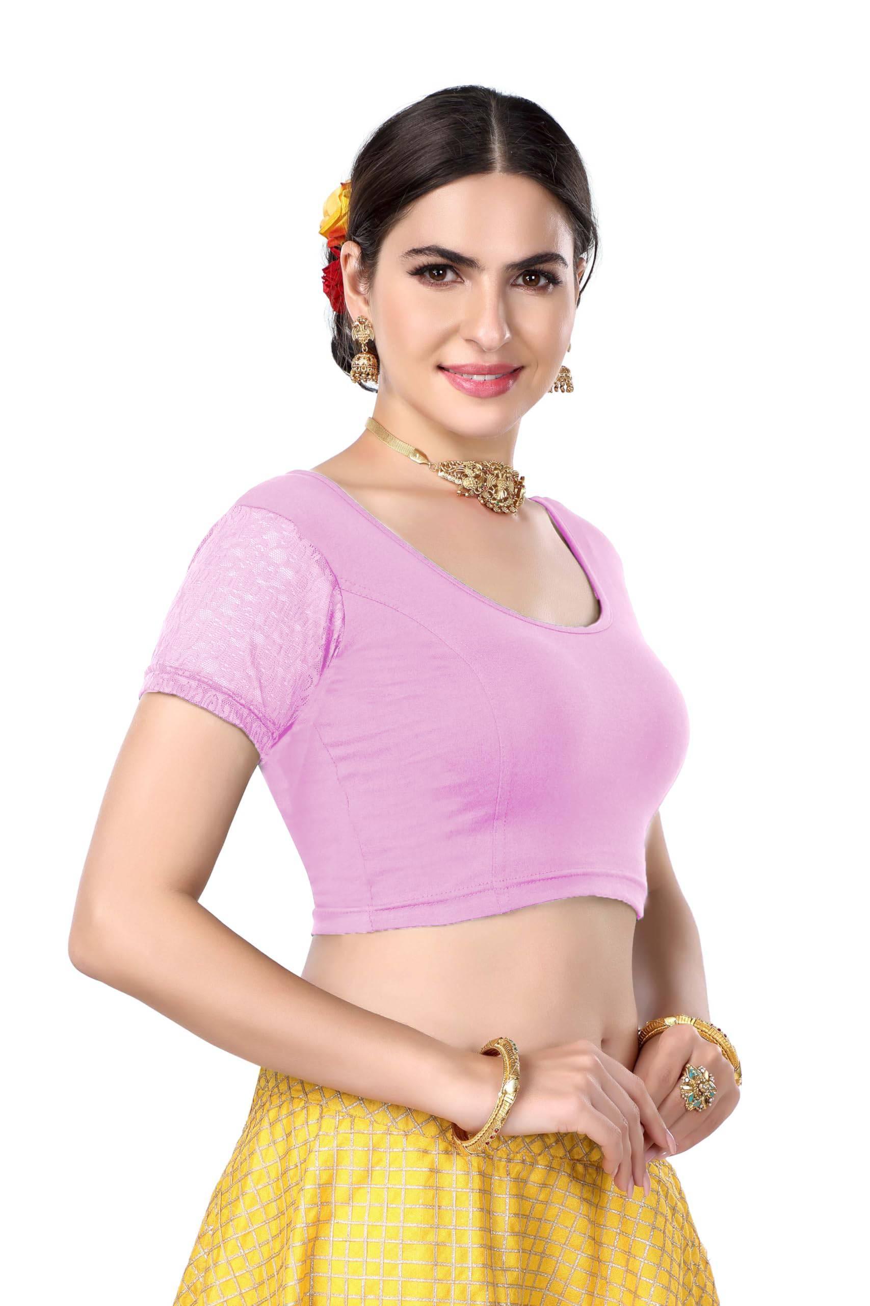 FINESTFIT Women's Cotton Lycra Stretchable Readymade Saree Blouse/Choli B-1010_New - FINESTFIT