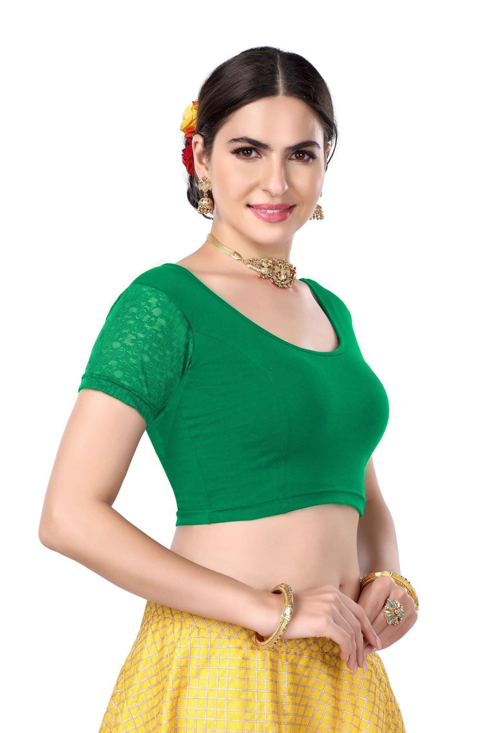 FINESTFIT Women's Cotton Lycra Stretchable Readymade Saree Blouse/Choli B-1010_New - FINESTFIT