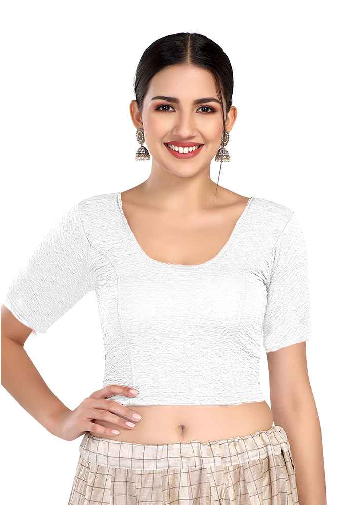 Stay On Trend: Finestfit Readymade Elbow Sleeves Blouse for Women, Round Neckline, Latest Fashion 6960