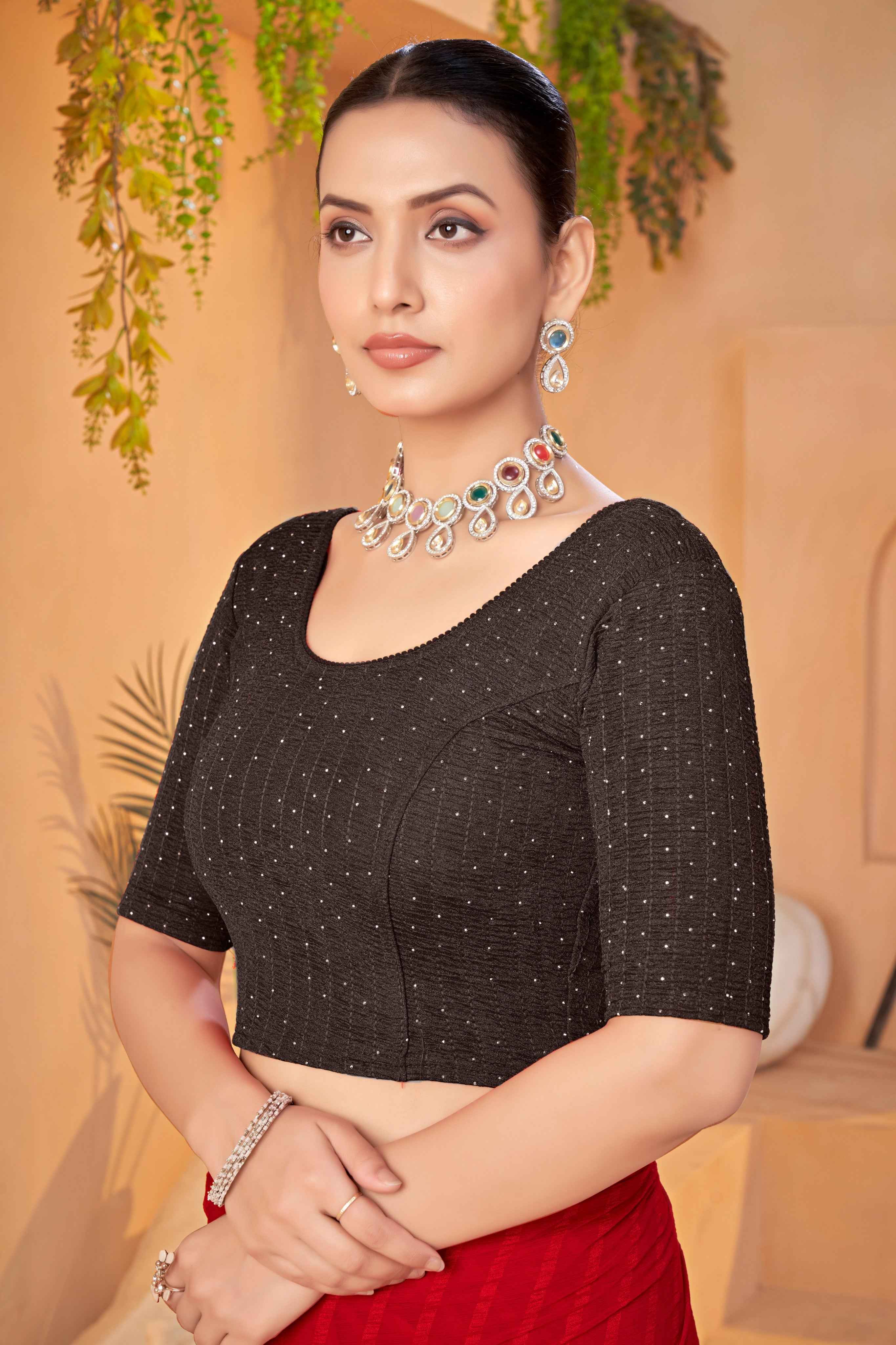 Stay On Trend with the Finestfit Readymade ,Round Neckline Elbow Sleeve Swarvosk All Over.320