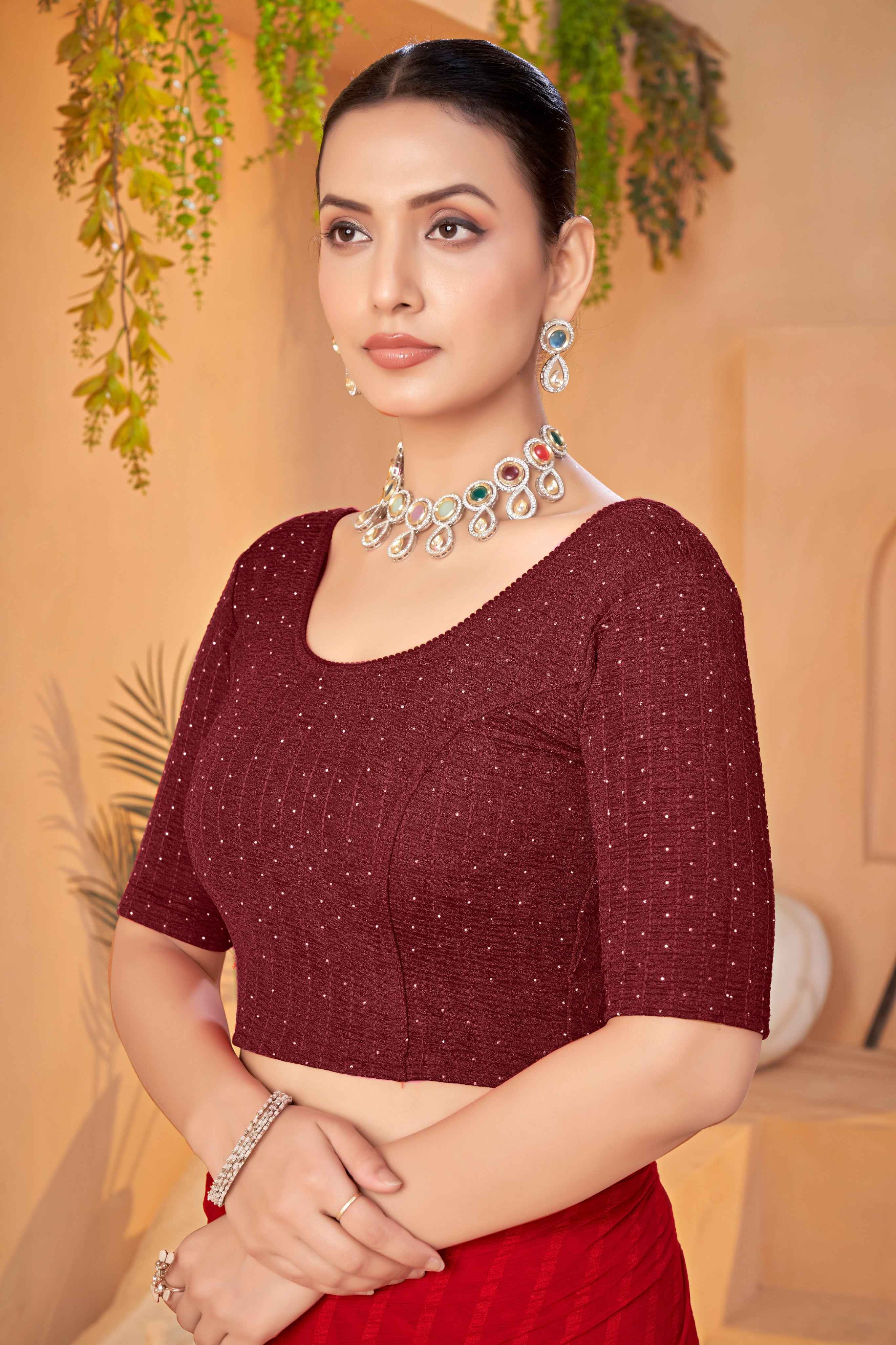 Stay On Trend with the Finestfit Readymade ,Round Neckline Elbow Sleeve Swarvosk All Over.320