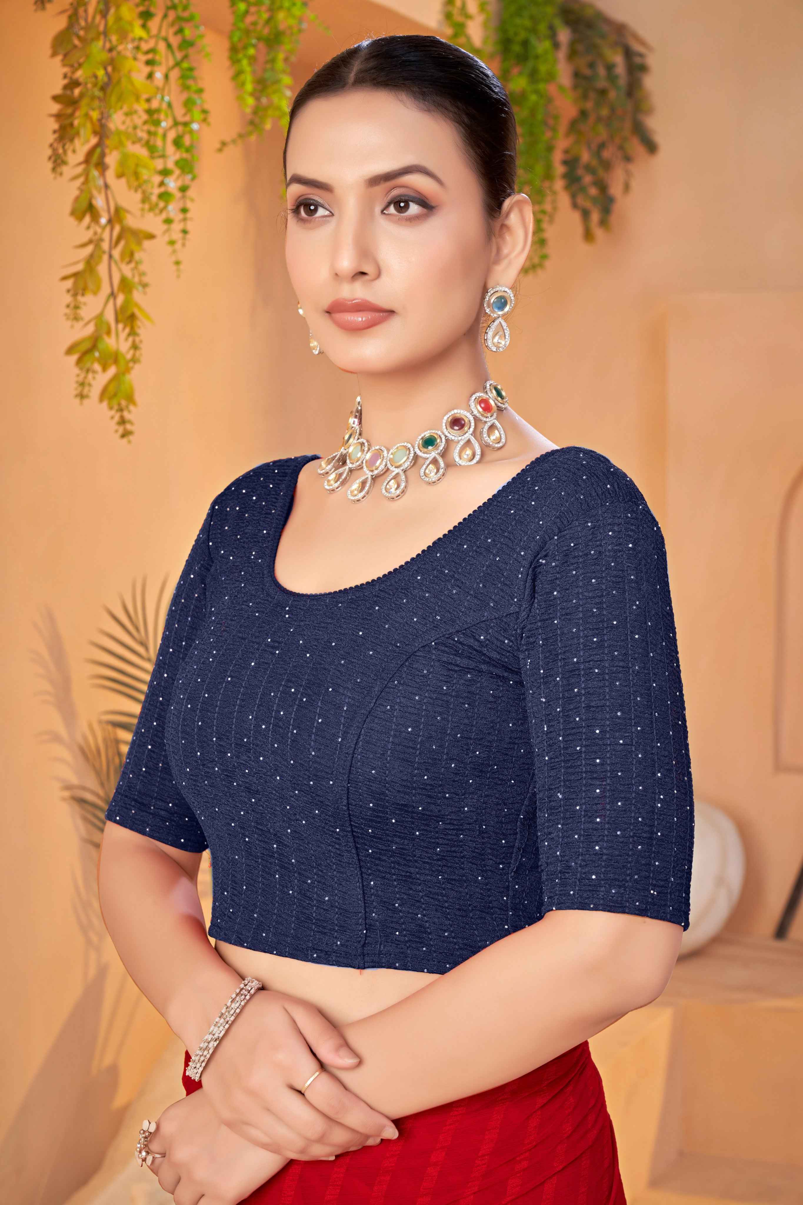 Stay On Trend with the Finestfit Readymade ,Round Neckline Elbow Sleeve Swarvosk All Over.320