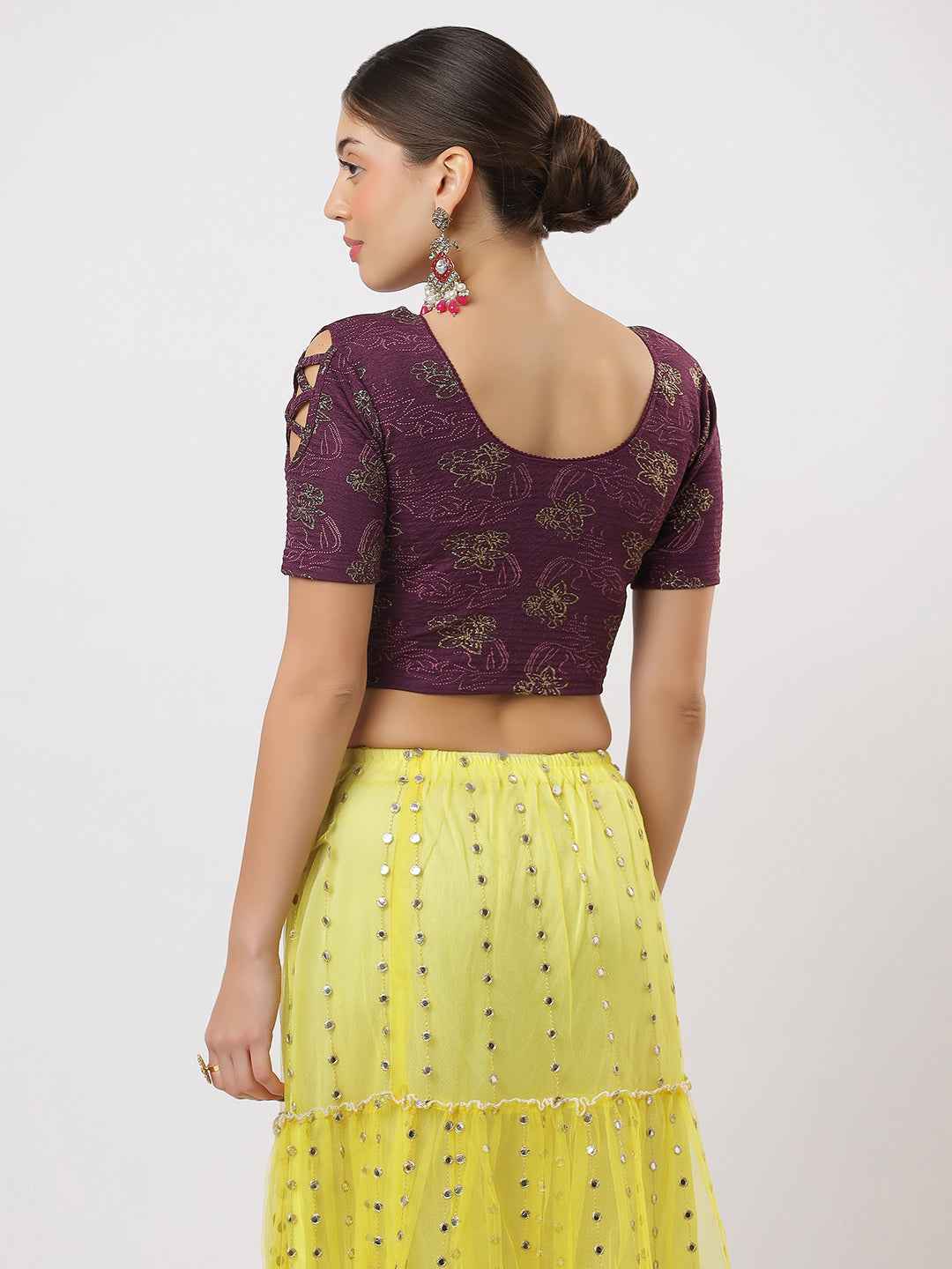 Stay On Trend: Latest Fashion Readymade Blouses for Women,round neckline with  criss-cross style sleeves.1655