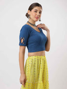 Stay On Trend: Latest Fashion Readymade Blouses for Women,round neckline,elbow sleeves,swarovski embellished all over.18300