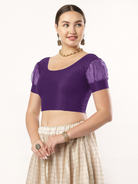 Stay On Trend: Latest Fashion Readymade Blouses for Women,round neckline,fancy organza balloon sleeves with fabric cuff.605.