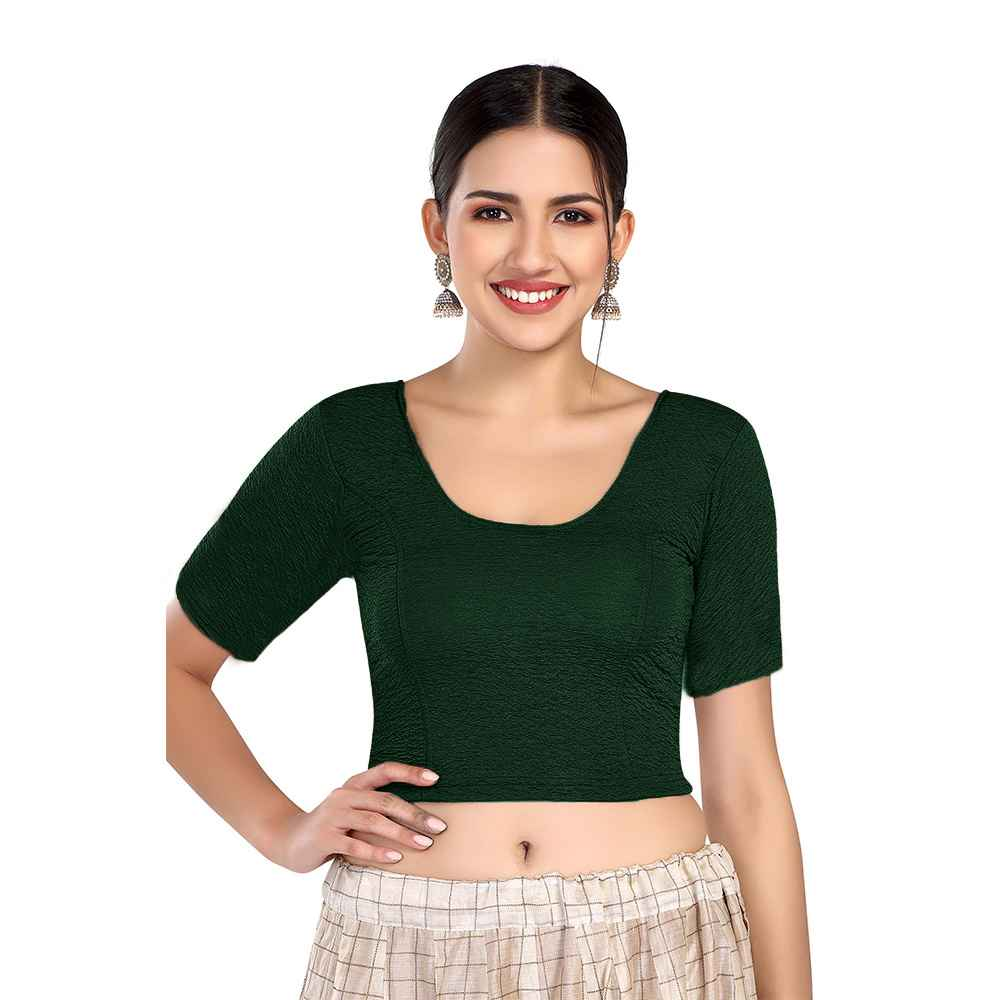 Stay On Trend: Finestfit Readymade Elbow Sleeves Blouse for Women, Round Neckline, Latest Fashion 6960