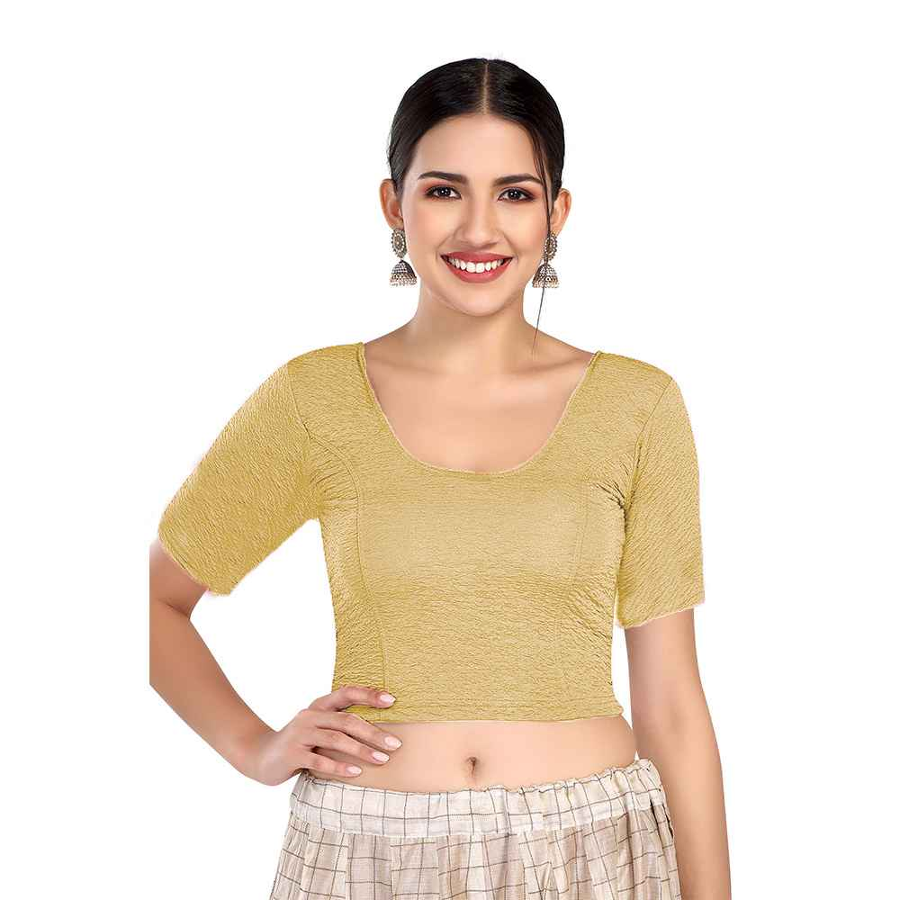 Stay On Trend: Finestfit Readymade Elbow Sleeves Blouse for Women, Round Neckline, Latest Fashion 6960