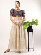 Stay On Trend: Latest Fashion Readymade Blouses for Women,round neckline,organza balloon sleeves and fabric cuff.912.