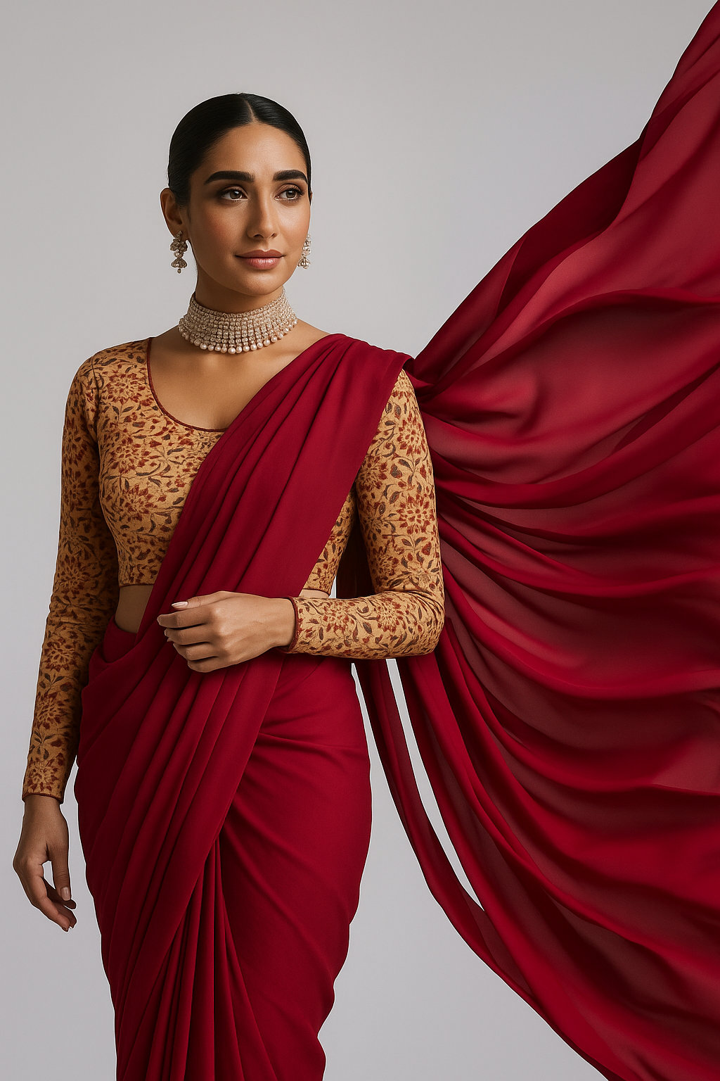 FINESTFIT Kalamkari Printed Cotton Blouse - Stay on Trend with 100% Cotton Design 7905 - FINESTFIT