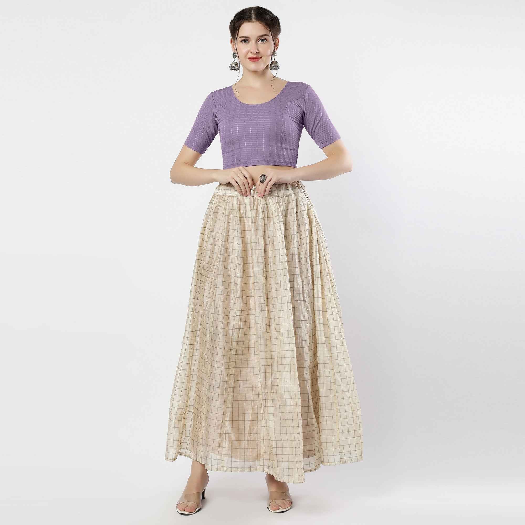 Stay On Trend: Latest Fashion Readymade Blouses for Women,round neckline,elbow sleeves with back details with an added hand dyed patch applique stitched on the net .40005