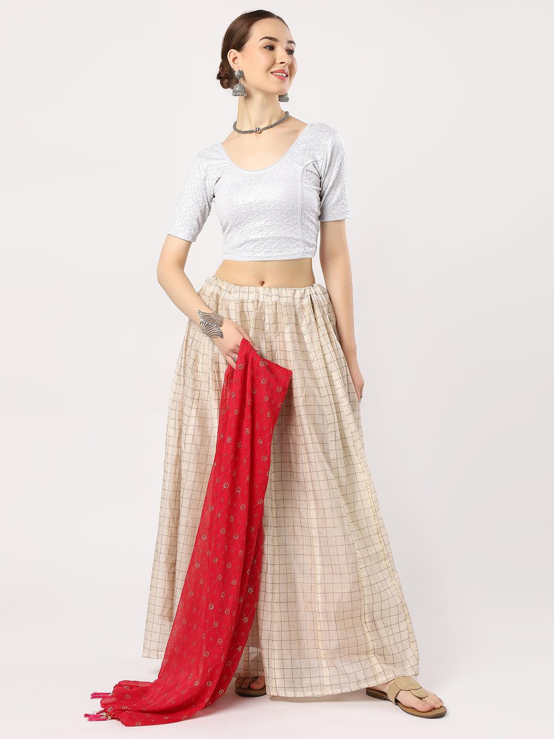 Stay On Trend: Latest Fashion Readymade Blouses for Women,round neckline,elbow sleeves in shimmer textured fabric.28008.