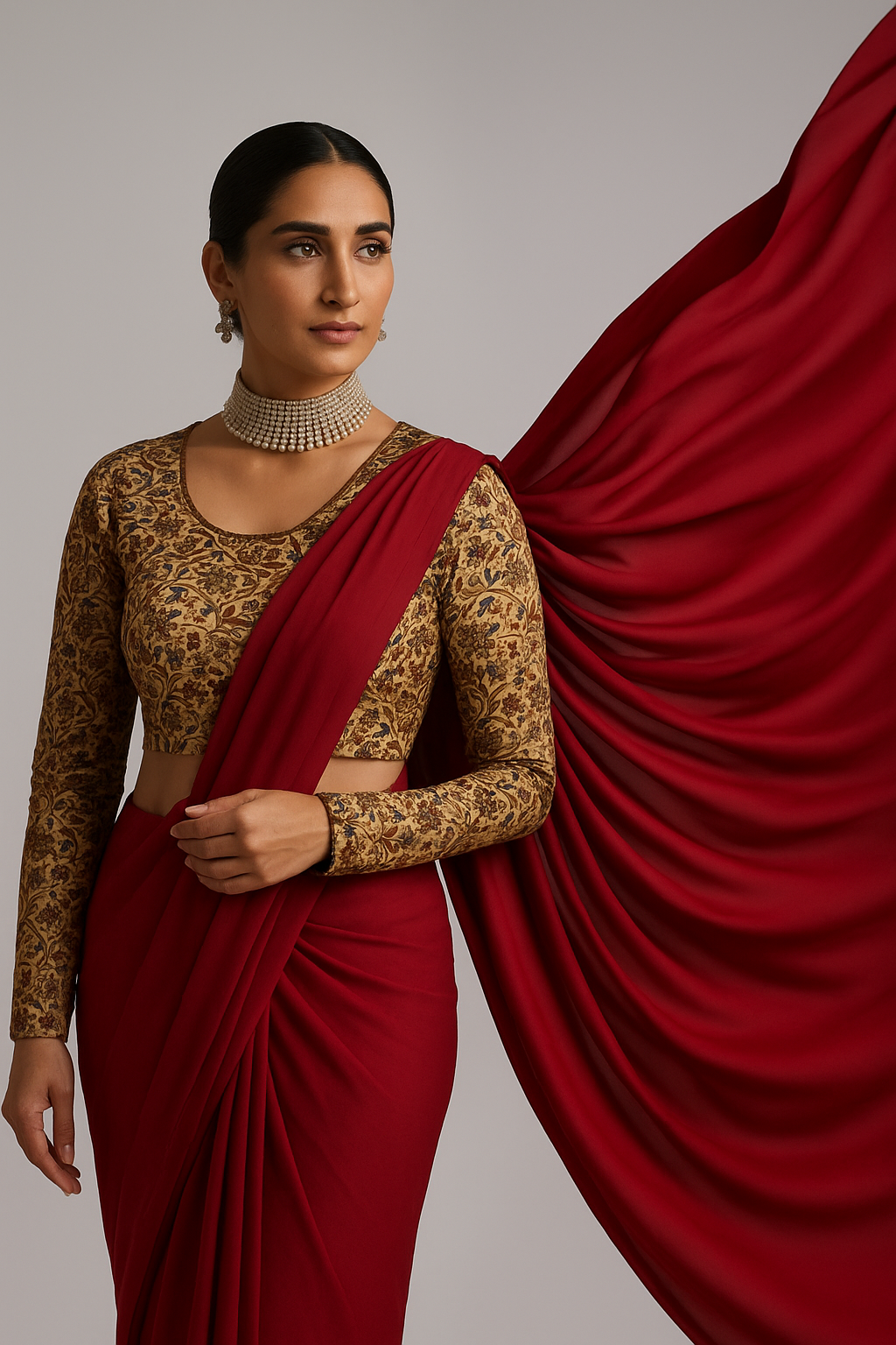 FINESTFIT Kalamkari Printed Cotton Blouse - Stay on Trend with 100% Cotton Design 7905 - FINESTFIT