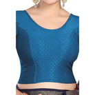 FINESTFIT Round Neck 100% Cotton Dobby Fabric Stretchable Elbow Sleeve Readymade Saree Blouse for Women.4096