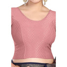 FINESTFIT Round Neck 100% Cotton Dobby Fabric Stretchable Elbow Sleeve Readymade Saree Blouse for Women.4096