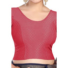 FINESTFIT Round Neck 100% Cotton Dobby Fabric Stretchable Elbow Sleeve Readymade Saree Blouse for Women.4096