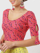 Stay On Trend: Latest Fashion Readymade Blouses for Women, round neckline, with latkan sleeves.