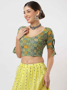 Stay On Trend: Latest Fashion Readymade Blouses for Women, round neckline, with latkan sleeves.6749