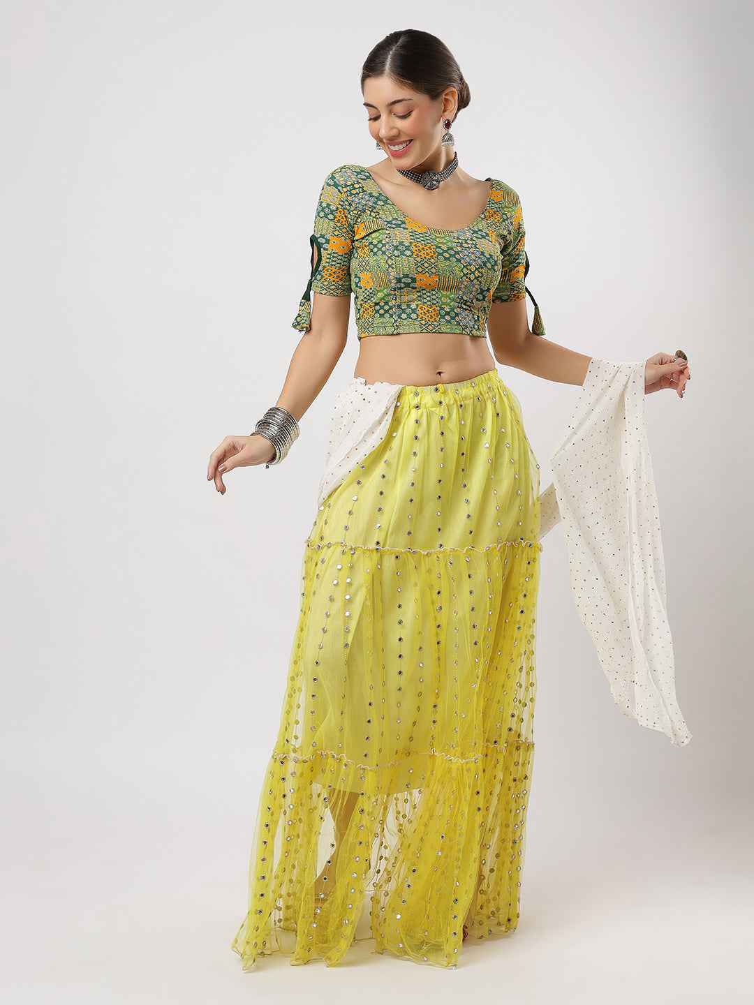 Stay On Trend: Latest Fashion Readymade Blouses for Women, round neckline, with latkan sleeves.6749