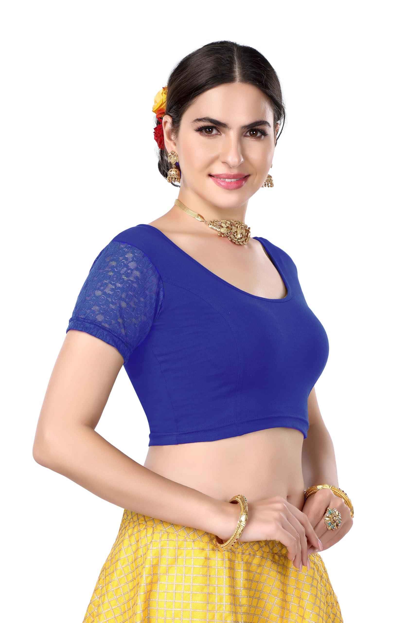 FINESTFIT Cotton Lycra Stretchable Blouse for Women - Readymade Saree Blouse 1010