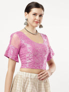 Stay On Trend: Latest Fashion Readymade Blouses for Women,round neckline,organza  sleeves and fabric .11114.