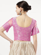 Stay On Trend: Latest Fashion Readymade Blouses for Women,round neckline,organza  sleeves and fabric .11114.