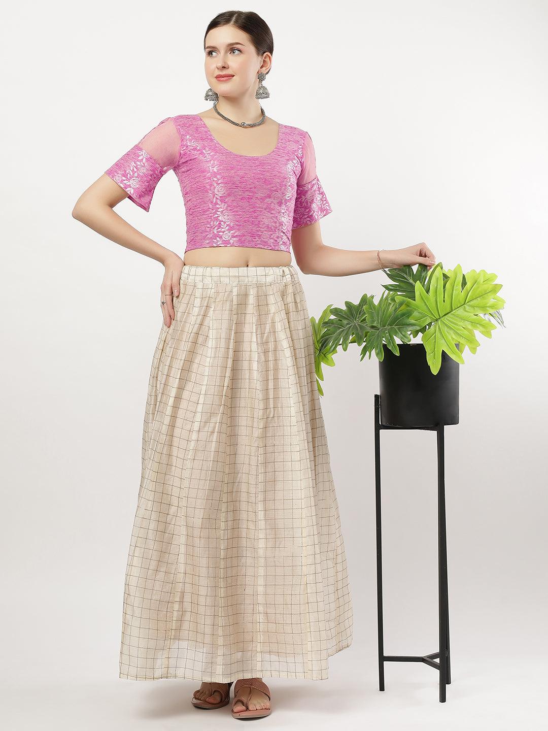 Stay On Trend: Latest Fashion Readymade Blouses for Women,round neckline,organza  sleeves and fabric .11114.
