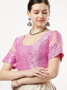 Stay On Trend: Latest Fashion Readymade Blouses for Women,round neckline,organza  sleeves and fabric .11114.