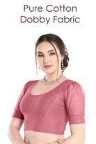 FINESTFIT Stay On Trend Latest Fashion 100% Cotton Dobby Readymade Blouses for Women,Round Neckline with Organza Balloon Sleeves.4520