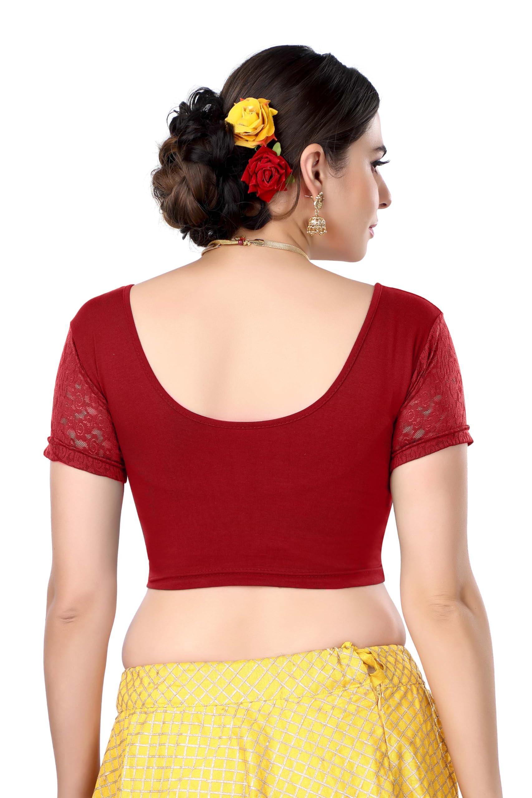 FINESTFIT Women's Cotton Lycra Stretchable Readymade Saree Blouse/Choli B-1010_New - FINESTFIT