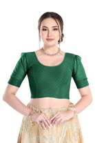 FINESTFIT Stay On Trend Latest Fashion 100% Cotton Dobby Readymade Blouses for Women,Round Neckline with Organza Balloon Sleeves.4520