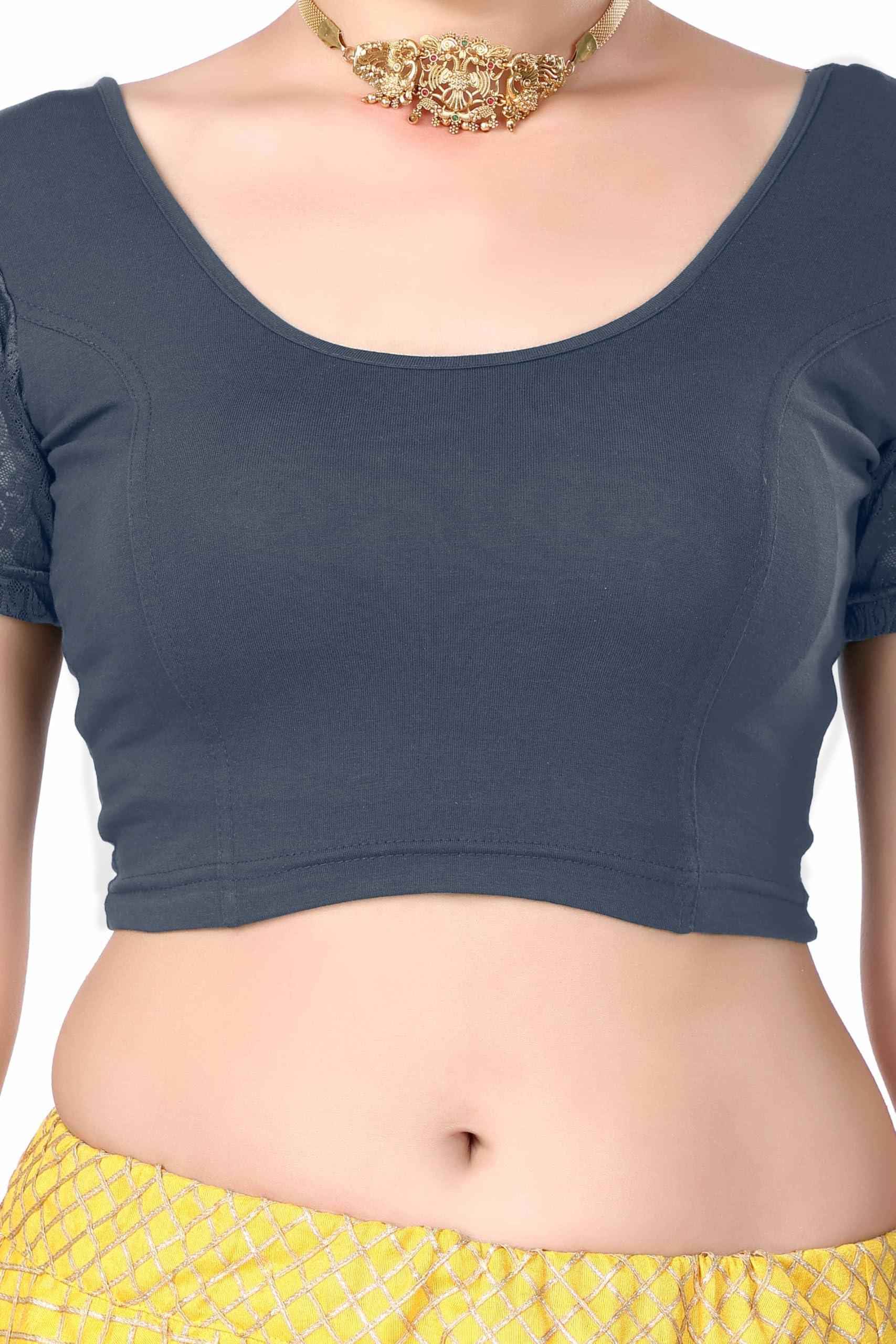 FINESTFIT Cotton Lycra Stretchable Blouse for Women - Readymade Saree Blouse 1010