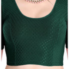 FINESTFIT Stay On Trend Latest Fashion 100% Cotton Dobby Readymade Blouses for Women,Round Neckline with Organza Balloon Sleeves.4520