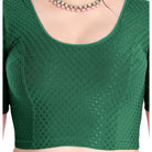 FINESTFIT Stay On Trend Latest Fashion 100% Cotton Dobby Readymade Blouses for Women,Round Neckline with Organza Balloon Sleeves.4520
