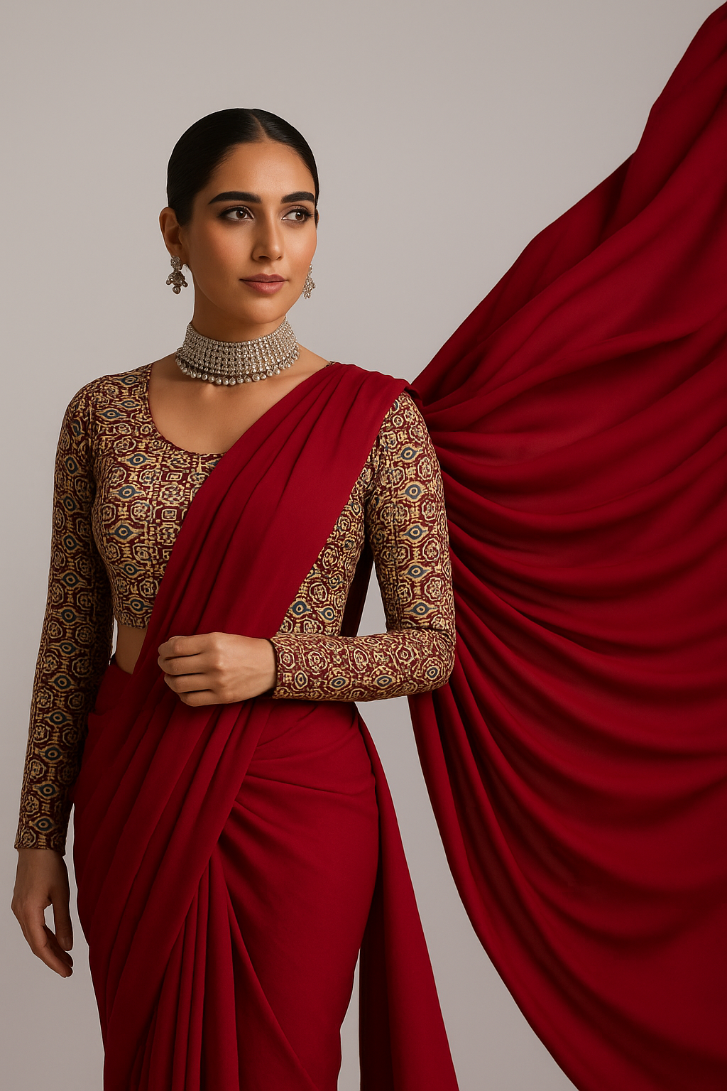 FINESTFIT Kalamkari Printed Cotton Blouse - Stay on Trend with 100% Cotton Design 7905 - FINESTFIT