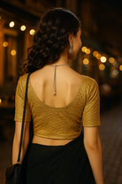 Stay On Trend: Latest Fashion Readymade Blouses for Women,round neckline,elbow sleeves in shimmer textured fabric.28008 - FINESTFIT