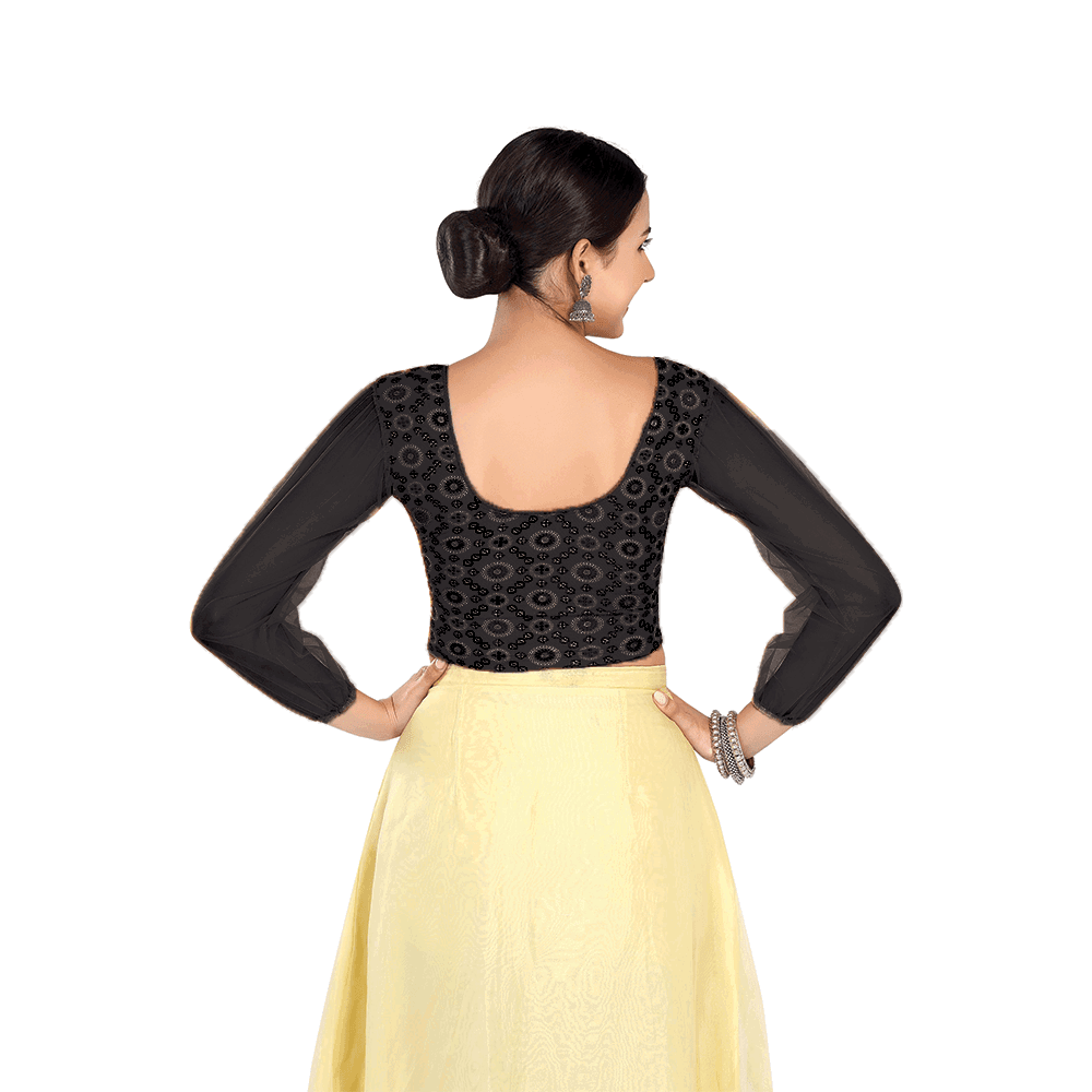 FINESTFIT Stay On Trend Latest Fashion Readymade Blouses for Women,round neckline with organza full sleeves.8041 