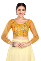 FINESTFIT Stay On Trend Latest Fashion Readymade Blouses for Women,round neckline with organza full sleeves.8041 