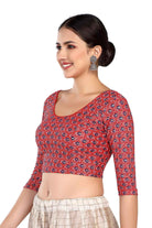 FINESTFIT Women's Traditional Printed Readymade Saree Blouse with Long Sleeves.6614