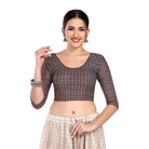 FINESTFIT Women's Traditional Printed Readymade Saree Blouse with Long Sleeves.6614