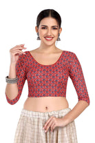 FINESTFIT Women's Traditional Printed Readymade Saree Blouse with Long Sleeves.6614