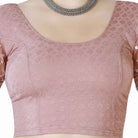 Finestfit Latest Fashion Readymade Blouses for Women - Round Neckline with Abala Organza Balloon Sleeves and Scallop Cut-out Hem Featuring Swarovski and Beads 36006 - FINESTFIT