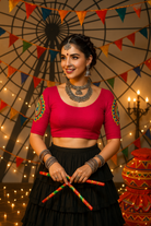 Finestfit Latest Fashion Readymade Blouses for Women with Round Neckline and Oval Shaped Scalloped Kutch Embroidered Applique on Elbow Sleeves.928 - FINESTFIT