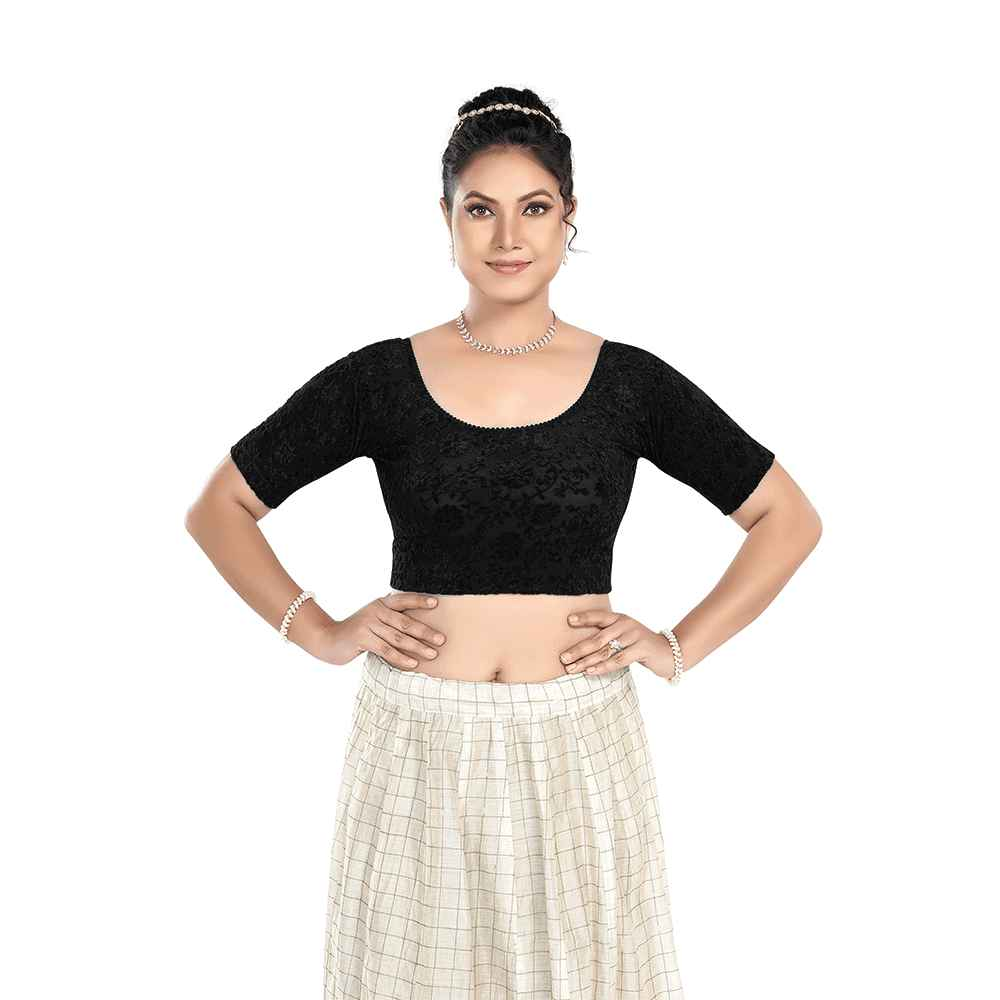 Stay On Trend Latest Fashion Blouses for Women,Round Neck with Elbow Sleeves.7111