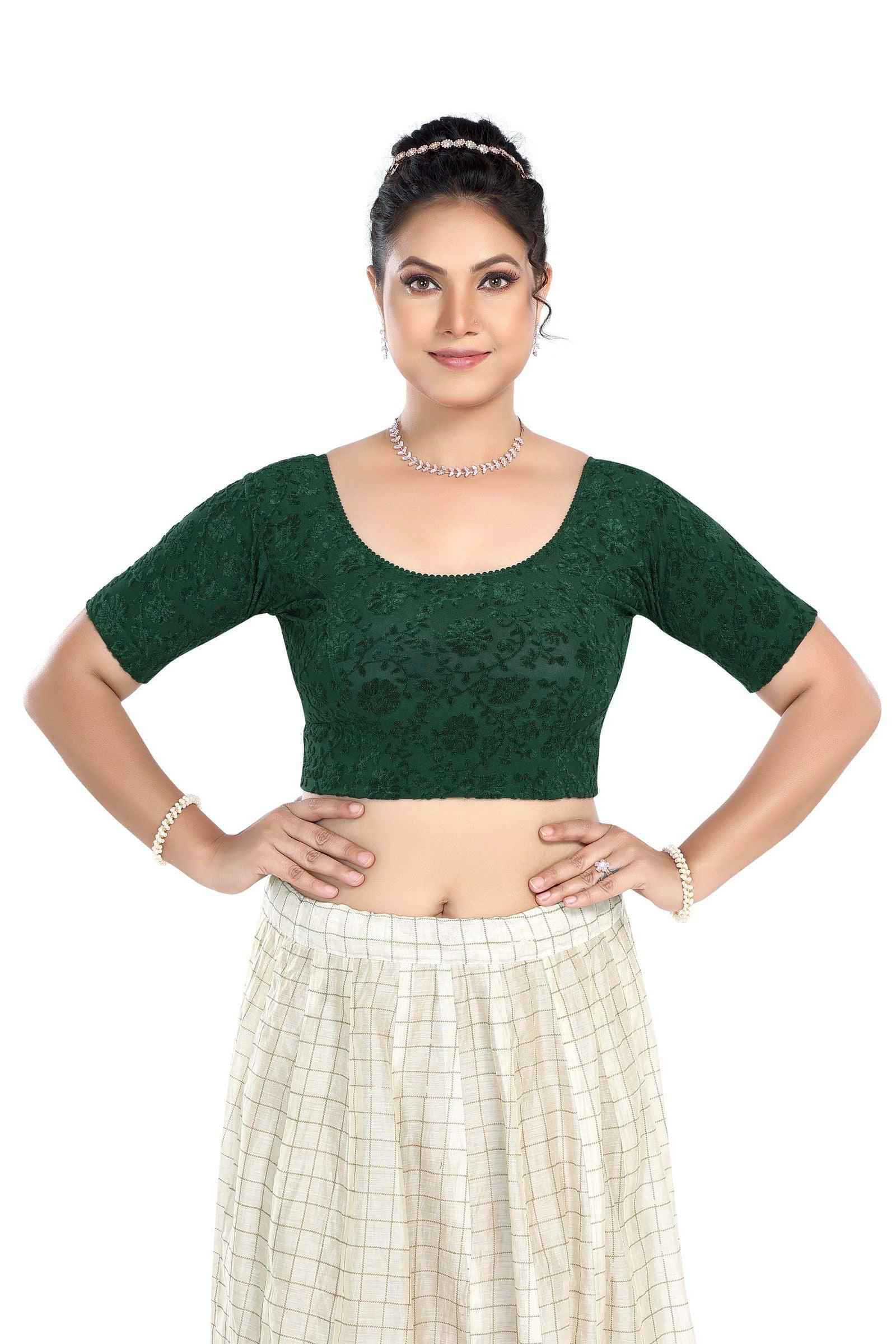 Stay On Trend Latest Fashion Blouses for Women,Round Neck with Elbow Sleeves.7111