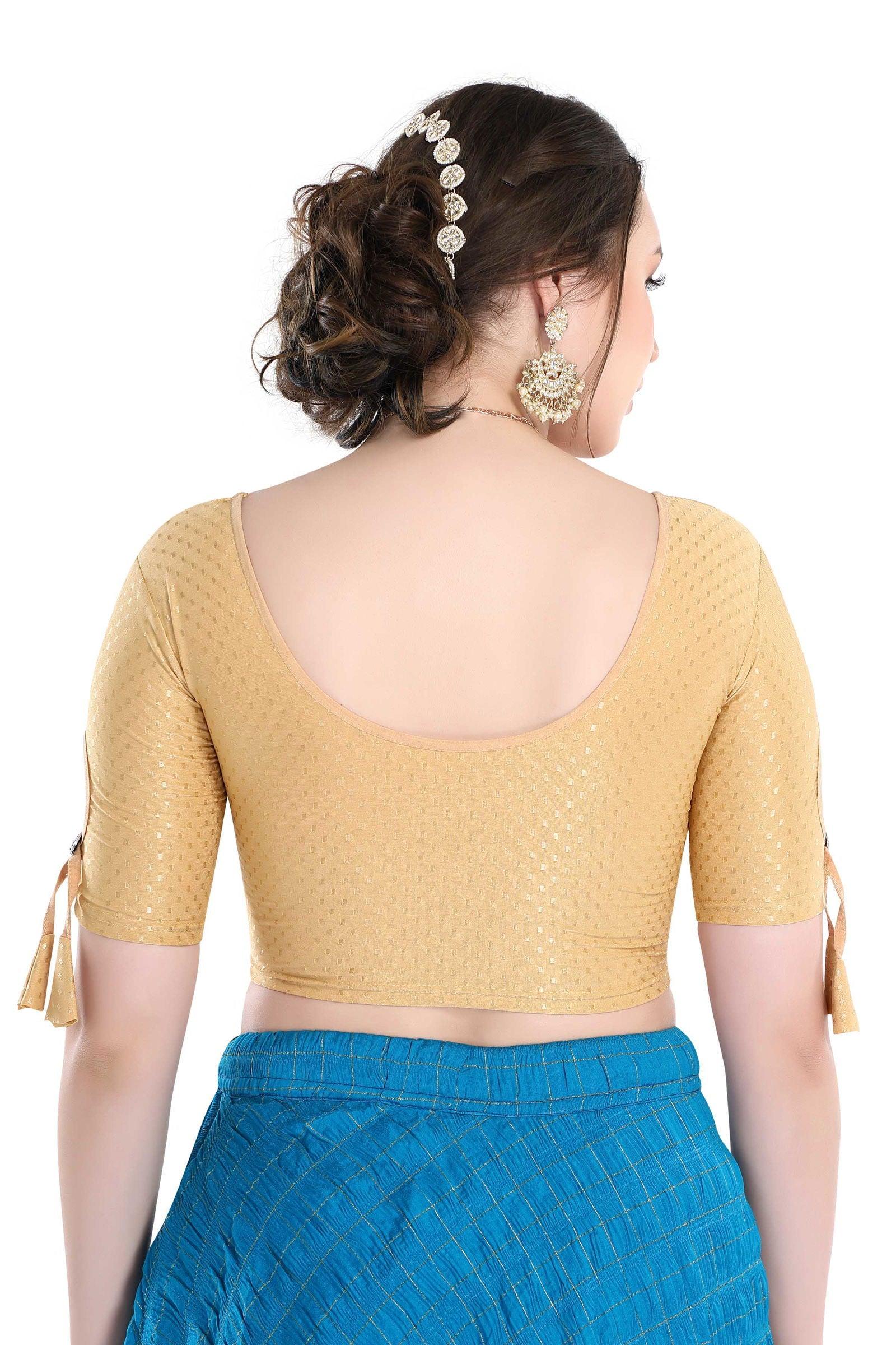 Stay On Trend Latest Fashion Readymade Blouses for Women,Round Neckline with latkan Keyhole Cut-Out Sleeves.4515 