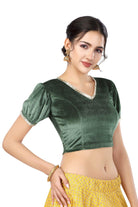 Stay On Trend: Latest Fashion Readymade Blouses for Women,V neckline  neckline adorned with fancy pearl colour ruffle lace,balloon sleeves with ruffle hem. 32028 