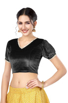Stay On Trend: Latest Fashion Readymade Blouses for Women,V neckline  neckline adorned with fancy pearl colour ruffle lace,balloon sleeves with ruffle hem. 32028 