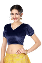 Stay On Trend: Latest Fashion Readymade Blouses for Women,V neckline  neckline adorned with fancy pearl colour ruffle lace,balloon sleeves with ruffle hem. 32028 