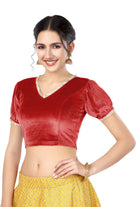 Stay On Trend: Latest Fashion Readymade Blouses for Women,V neckline  neckline adorned with fancy pearl colour ruffle lace,balloon sleeves with ruffle hem. 32028 